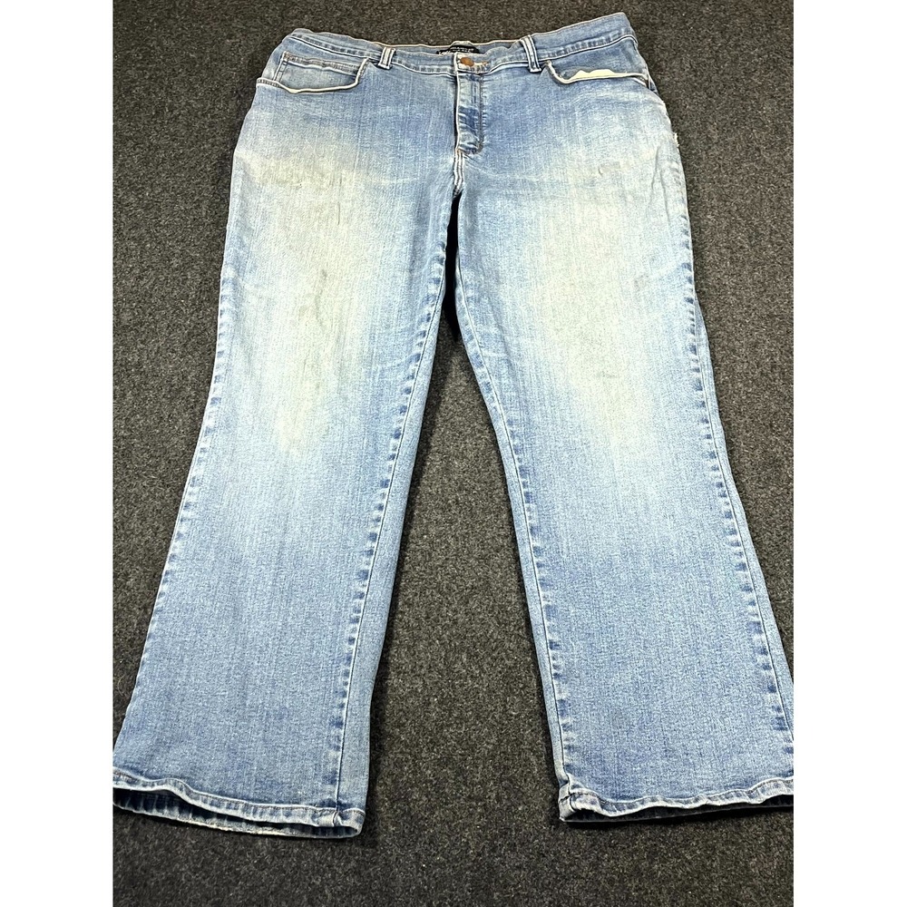 Vintage Lee Straight Jeans Womens 14 Short Petite Blue Cotton Relaxed Fit Y2K